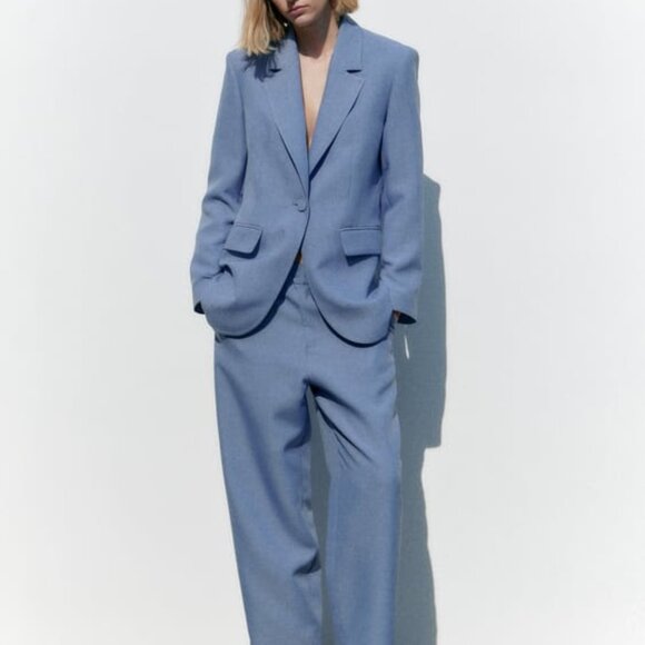 Zara Straight Cut Blue Blazer - Like New - Picture 2 of 8